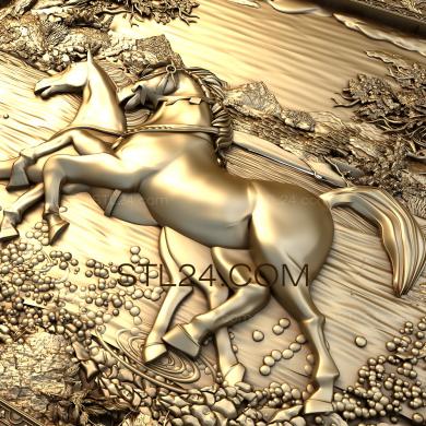 Панно художественные (Пара лошадей природа, PH_0046) 3D модель для ЧПУ станка
